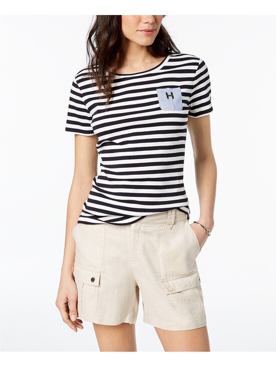 Tommy Hilfiger Tops - Tommy Hilfiger Womens Cotton Chambray Pocket T-Shirt Size S